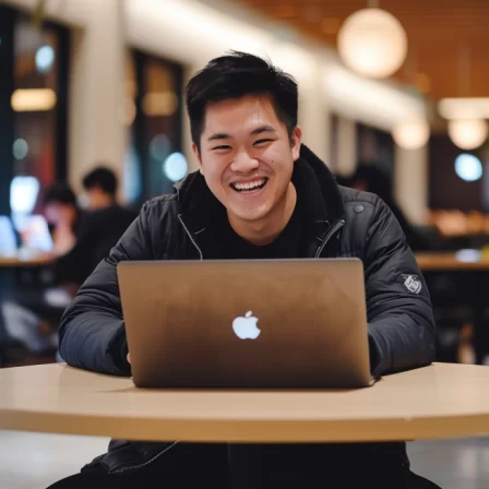 A man on his laptop in a coworking space