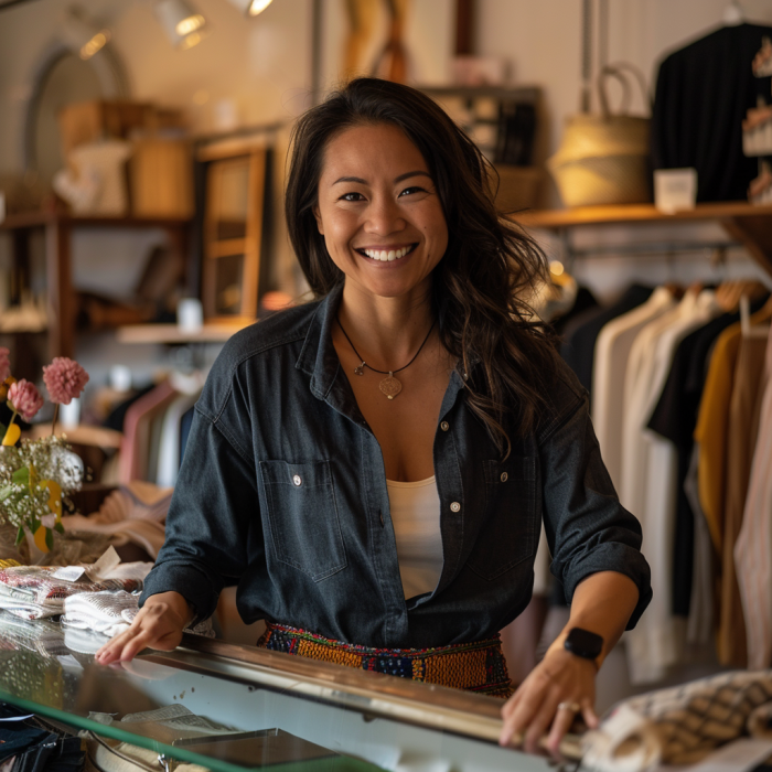 a woman in a clothing store