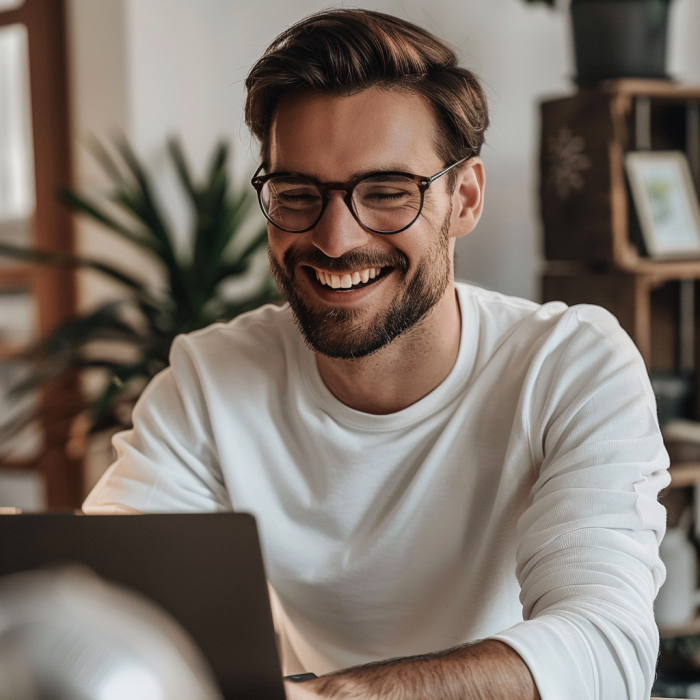 a business owner on his laptop calculating profit margin