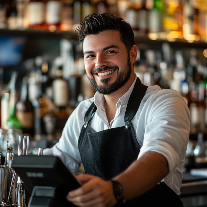 bartender using a pos system