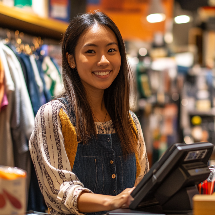 a business owner using a pos system