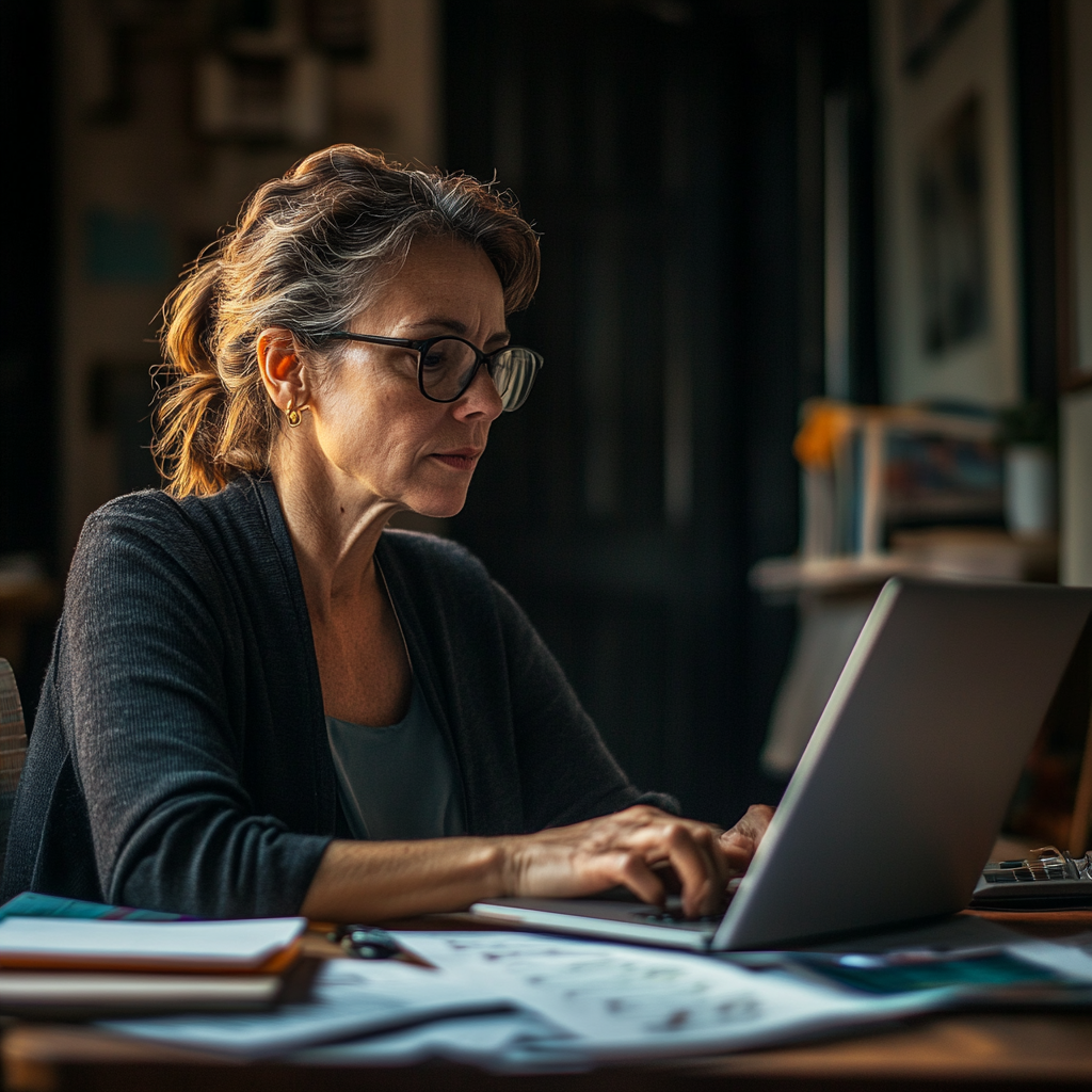 woman using accounting software