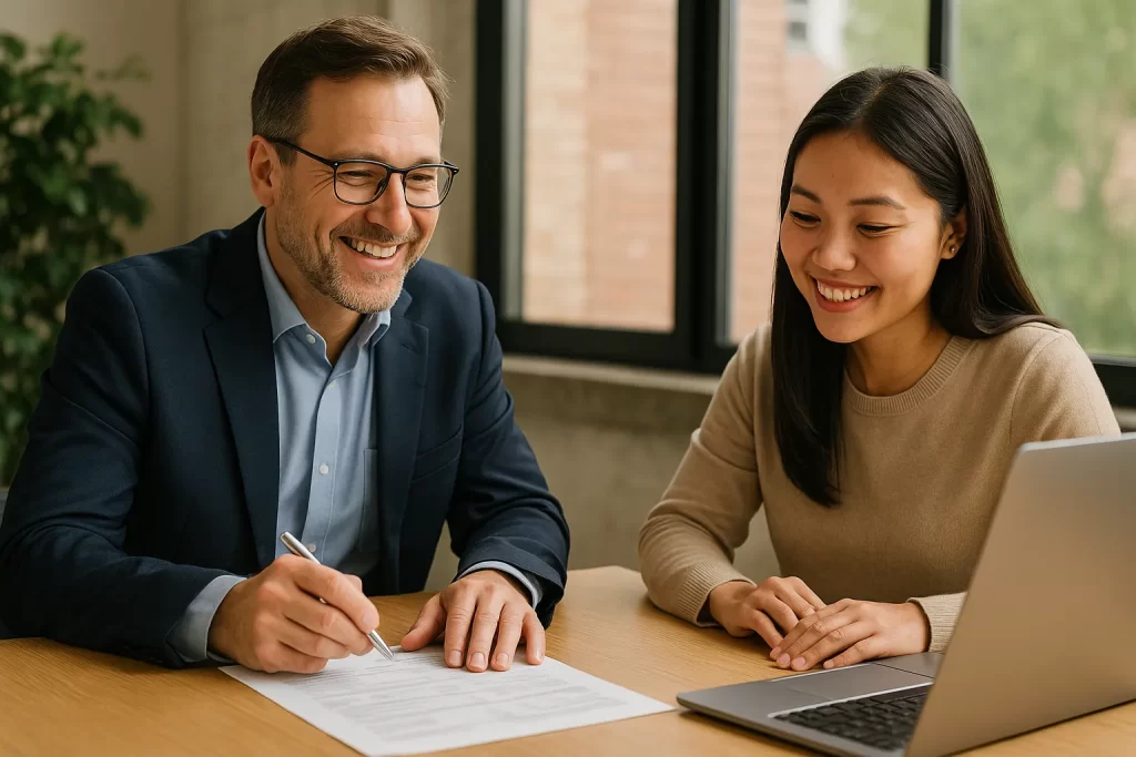 tax advisor helping a business owner