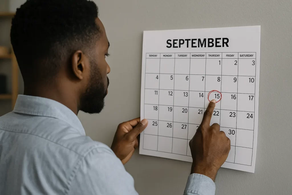 Man Looking At Estimated Tax September 15th Date