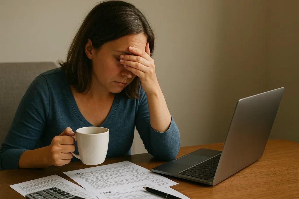 frustrated person finding out skipping their estimated tax payments wasn't worth it