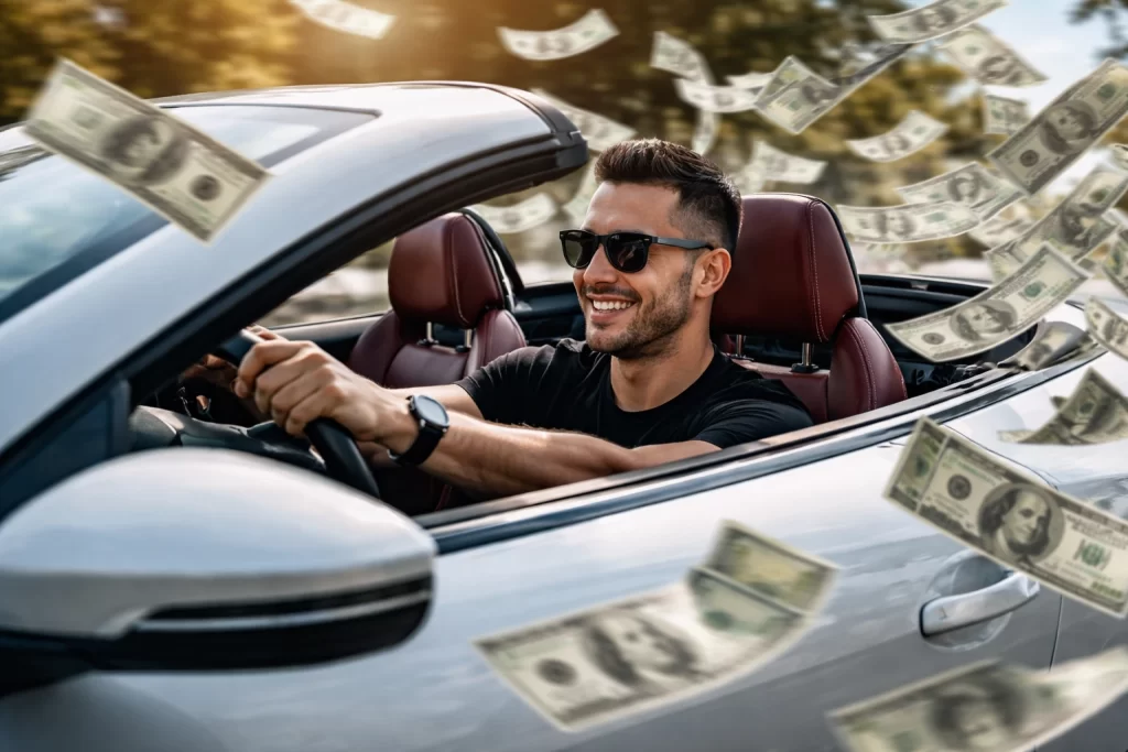 Reality TV star in car