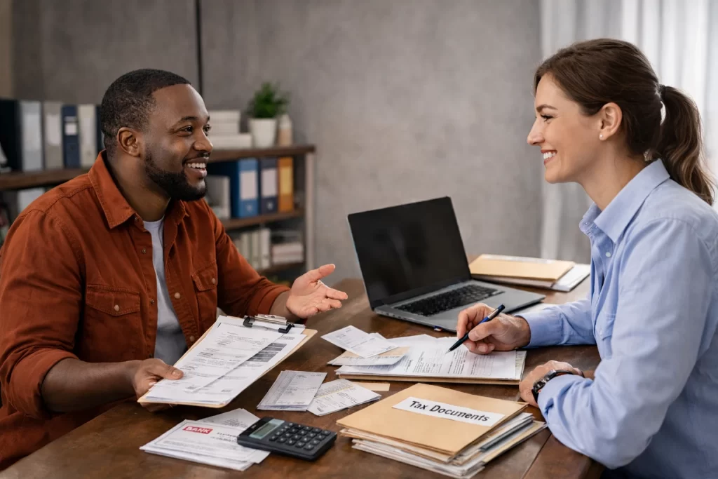 small business owner meeting with an accountant