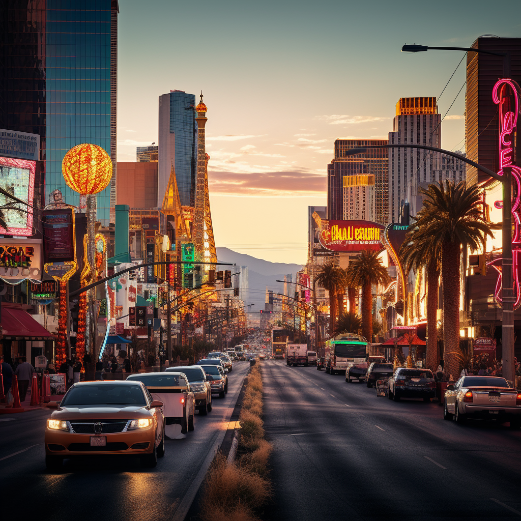 A photo of the Las Vegas strip during the daytime