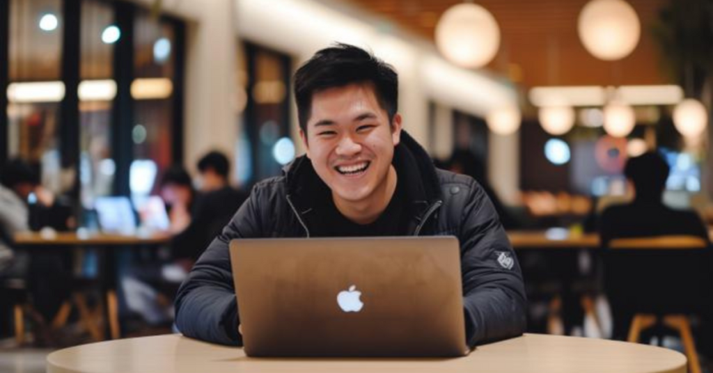 A man on his laptop in a coworking space