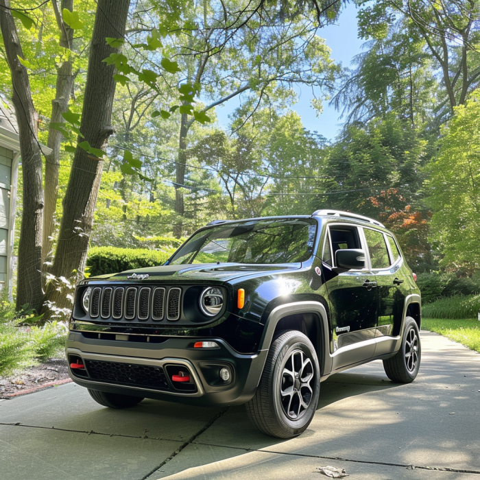 A jeep renegade in a driveway