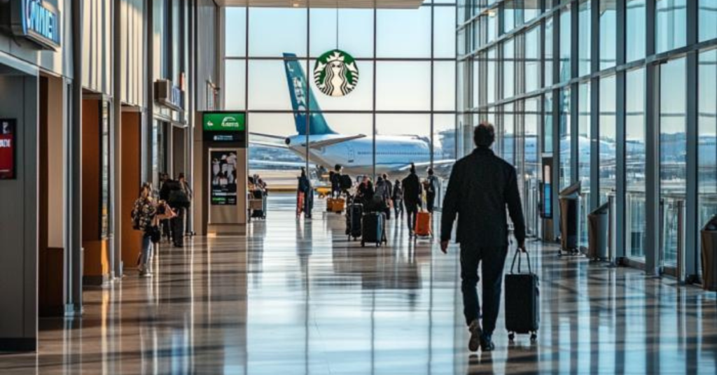 A man walking in an airport