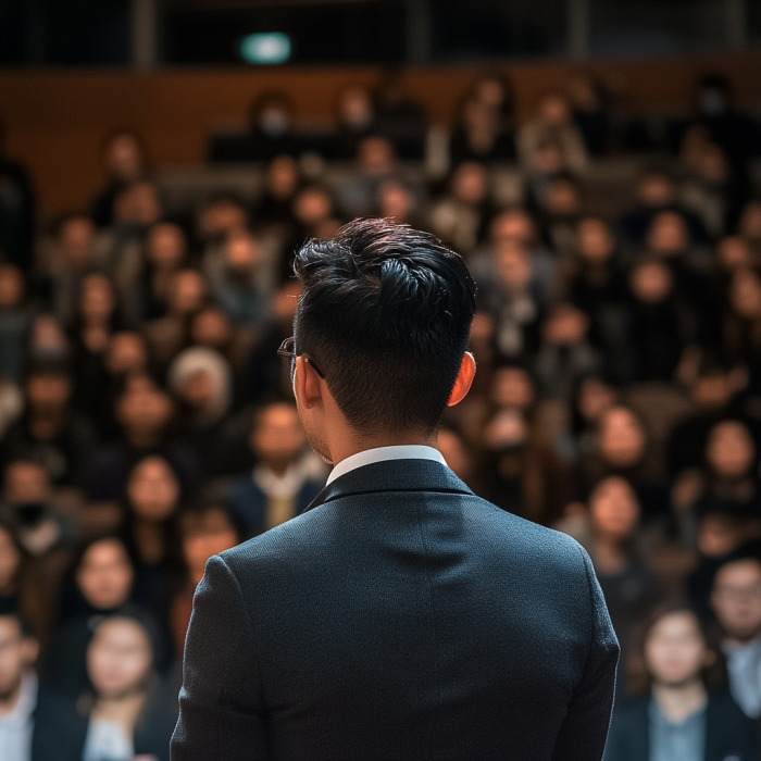 A man speaking to an audience