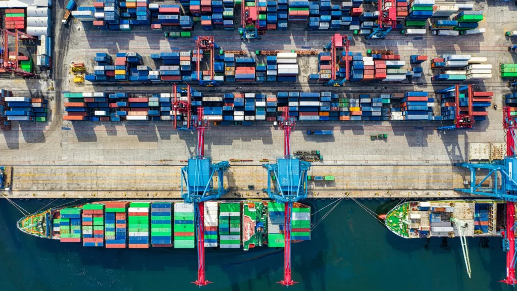 a shipping port from above