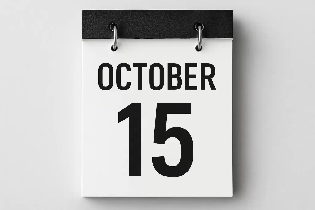 october 15 on a calendar