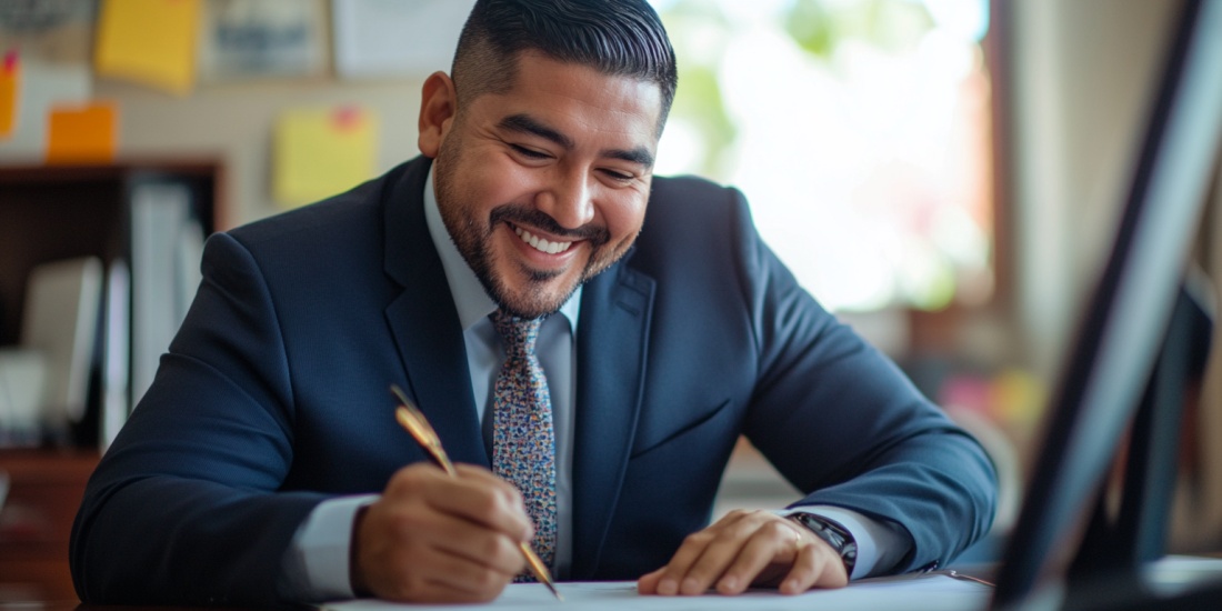 man writing his 2025 goals