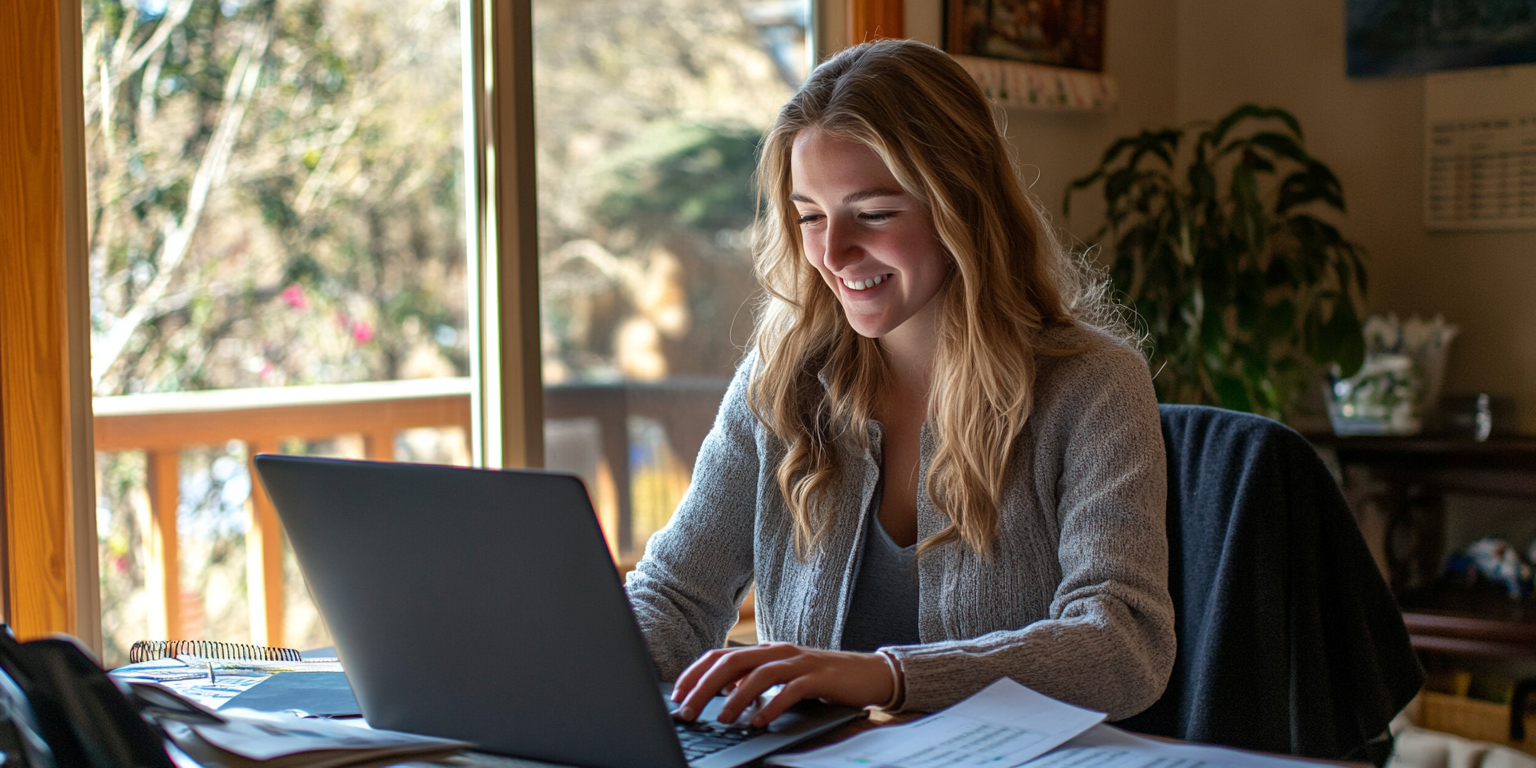 woman using accounting software