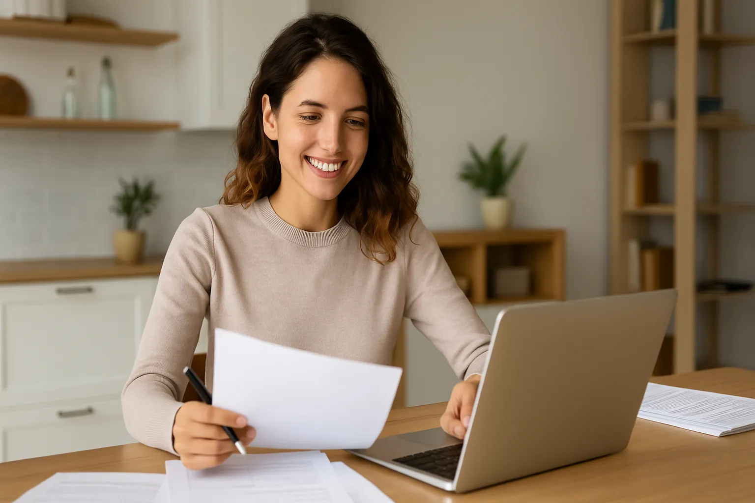 a woman filing paperwork online