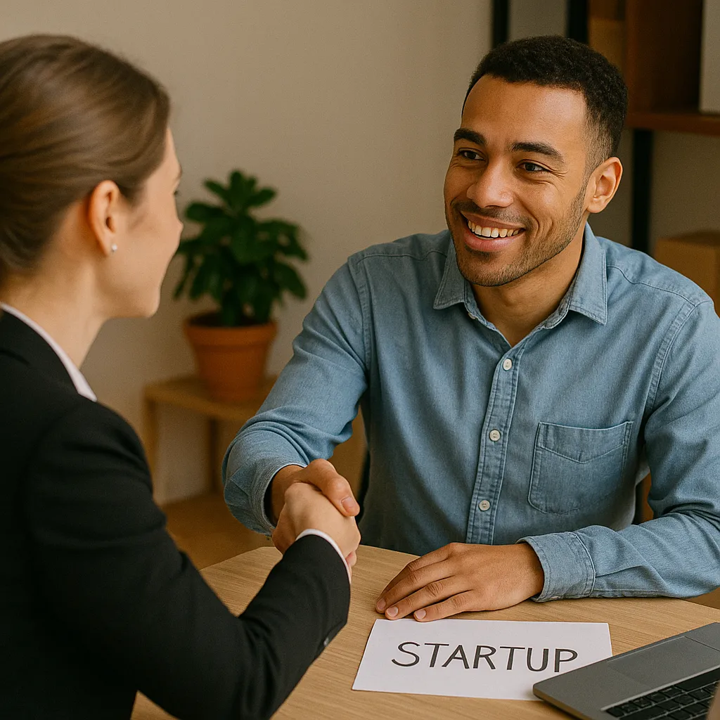 man getting startup loan