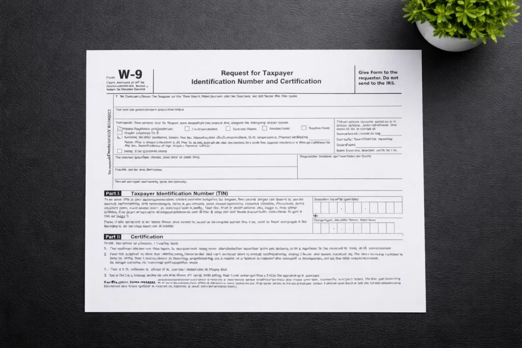 W9 form on a table