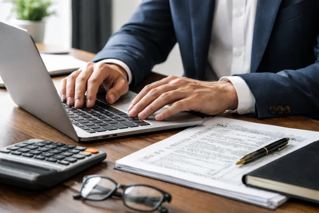 accountant helping with taxes virtually