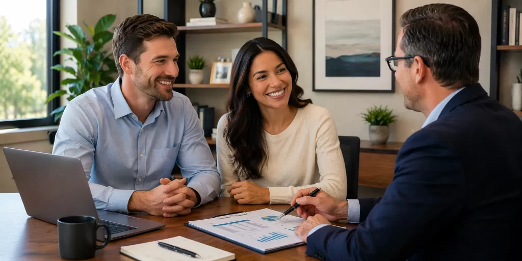 newlyweds meeting with accountant