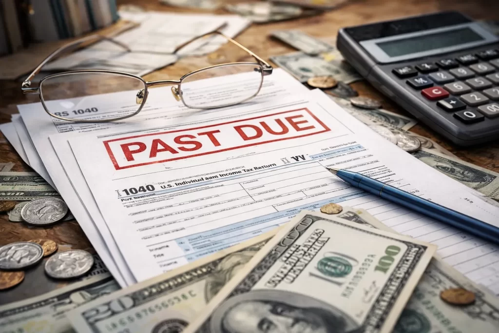 tax forms with a 'past due' tax form