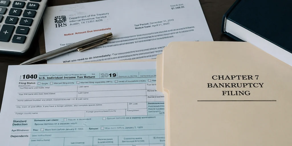 bankruptcy paper and 1040 document