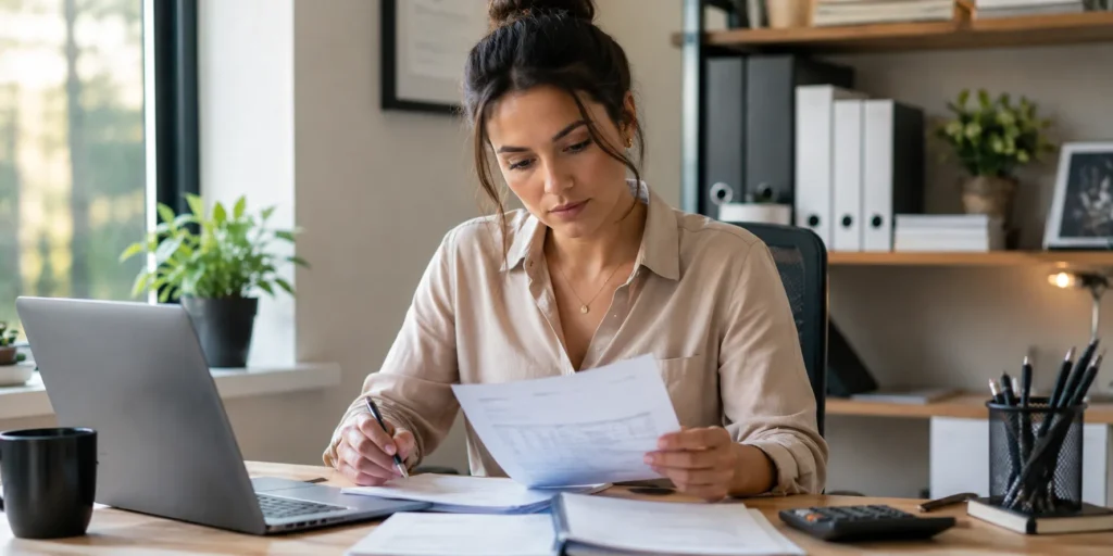 woman filing taxes