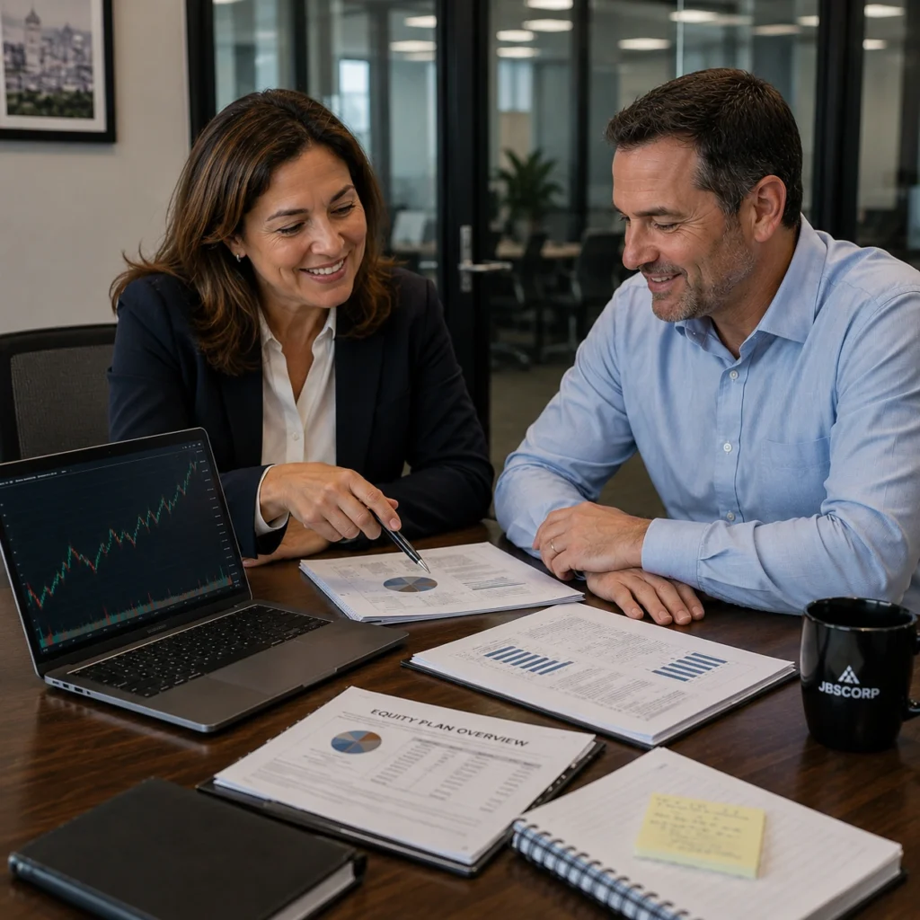 someone meeting with a professional to discuss stock options