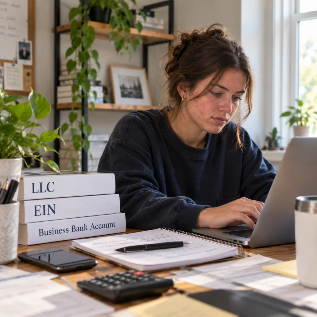 woman setting up a business