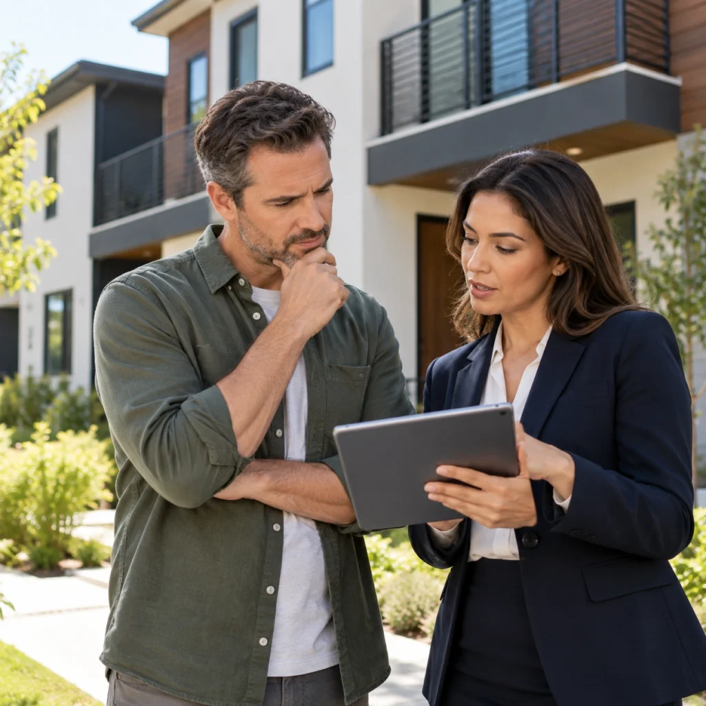 someone looking at paperwork for a rental property